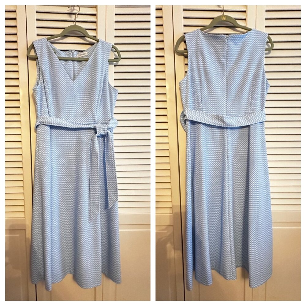Calvin Klein Day Dress, size 12, light blue and white.